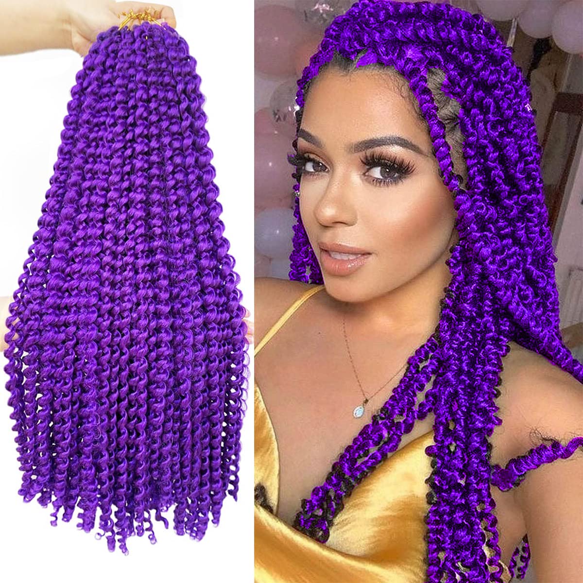 Kepbeay 30&quot; Purple Passion Twist Hair - 2 Packs Water Wave Crochet Braiding Extensions For Women