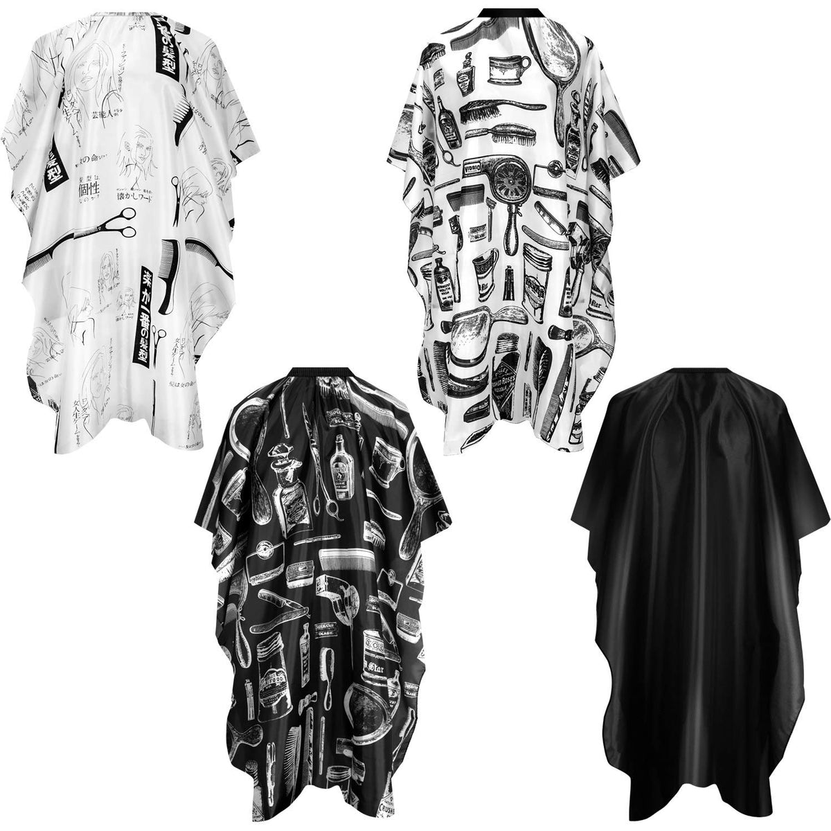 Satinior Barber Cape - 4 Pcs Waterproof Hair Cutting Cape With Adjustable Closure, Stylish Prints