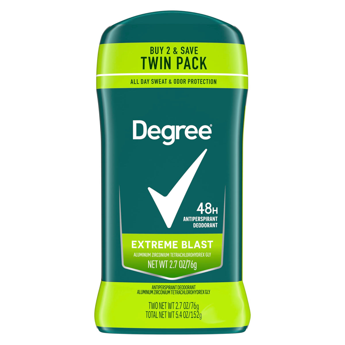 Degree Men Extreme Blast Antiperspirant Deodorant Twin Pack 48-Hour Odor Protection 2.7 Oz