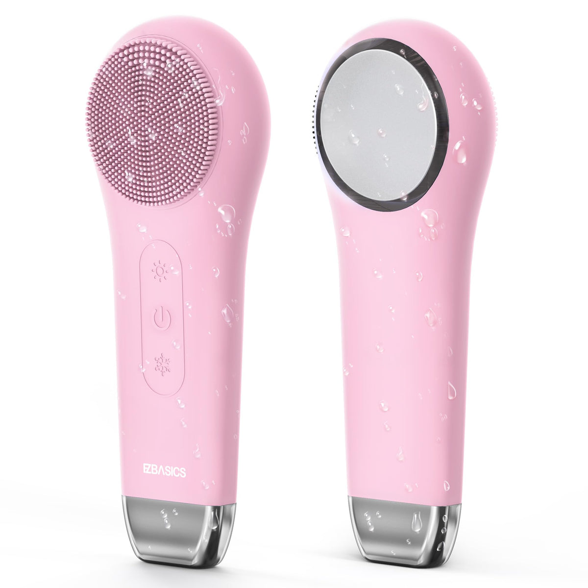 Ezbasics Rechargeable Silicone Facial Cleansing Brush - Waterproof, 3 Modes, Light Pink