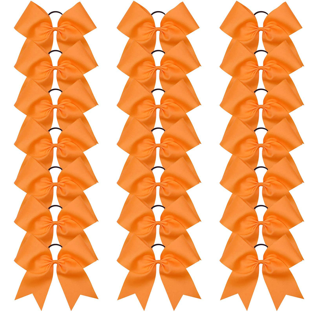 OAOLEER 21PCS Large Orange Cheer Bows - Jumbo Handmade Cheerleader Hair Bows with Elastic Band