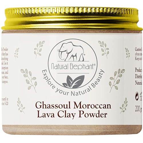 Natural Elephant Ghassoul Moroccan Lava Clay Powder 100% Pure, 200G Jar (7Oz)