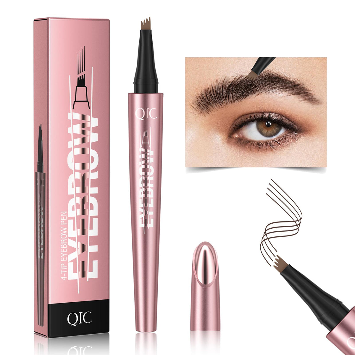 Iemokoda 3D Waterproof Microblading Eyebrow Pencil, Smudge-Proof, All-Day Wear, Black