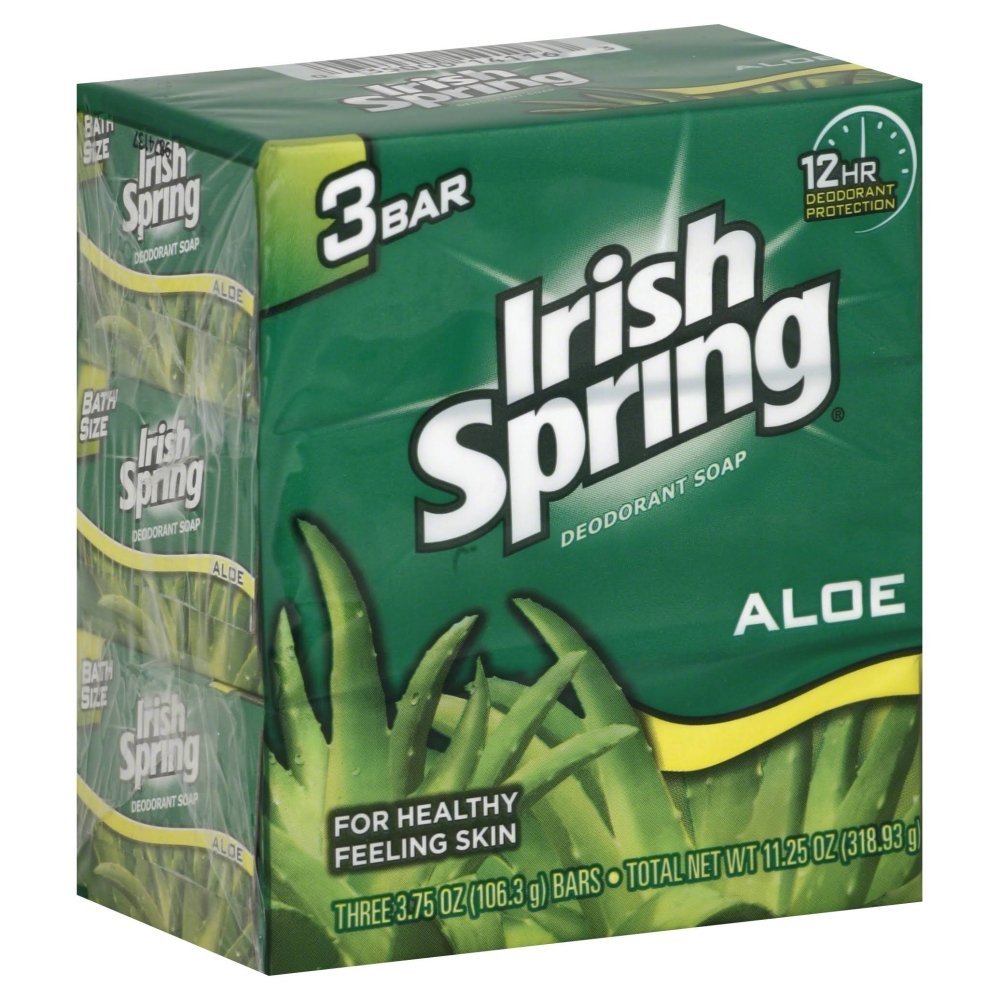 Irish Spring Aloe Mist Deodorant Bath Bar, 9 Bars, 3.7 Oz Each, Fresh Green Soap