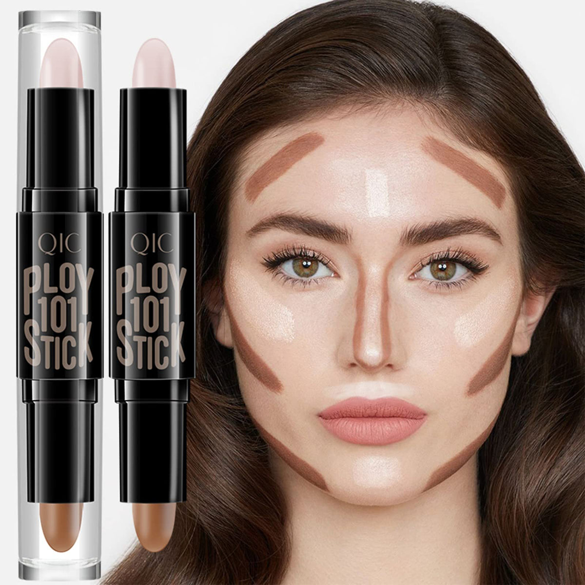 Somgkin 2-In-1 Highlight Contour Stick, Cream Highlighter & Concealer, Cruelty-Free, 0.