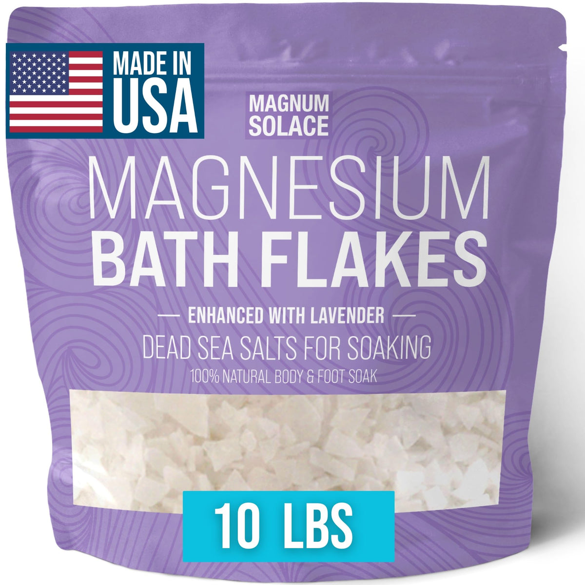 Magnum Solace Magnesium Flakes With Lavender - 3 Lb Dead Sea Salts For Relaxing Baths