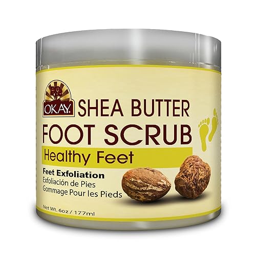 Okay All Natural Shea Butter Foot Scrub - 6Oz Exfoliating Moisturizer For Soft Feet