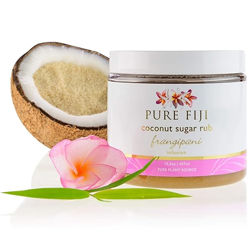 Pure Fiji Coconut Sugar Body Scrub, Frangipani 15.5 Oz - Natural Exfoliator For Smooth Skin