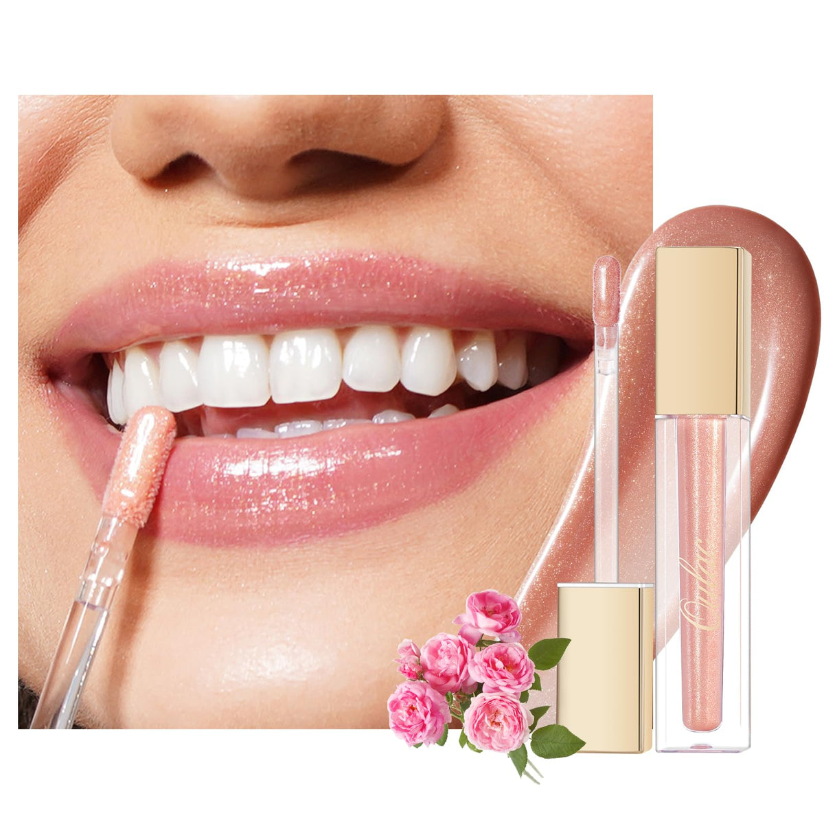 Oulac Nude Lip Gloss C12 - High-Shine Moisturizing Liquid Lipstick For Dry Lips, Non-Stick