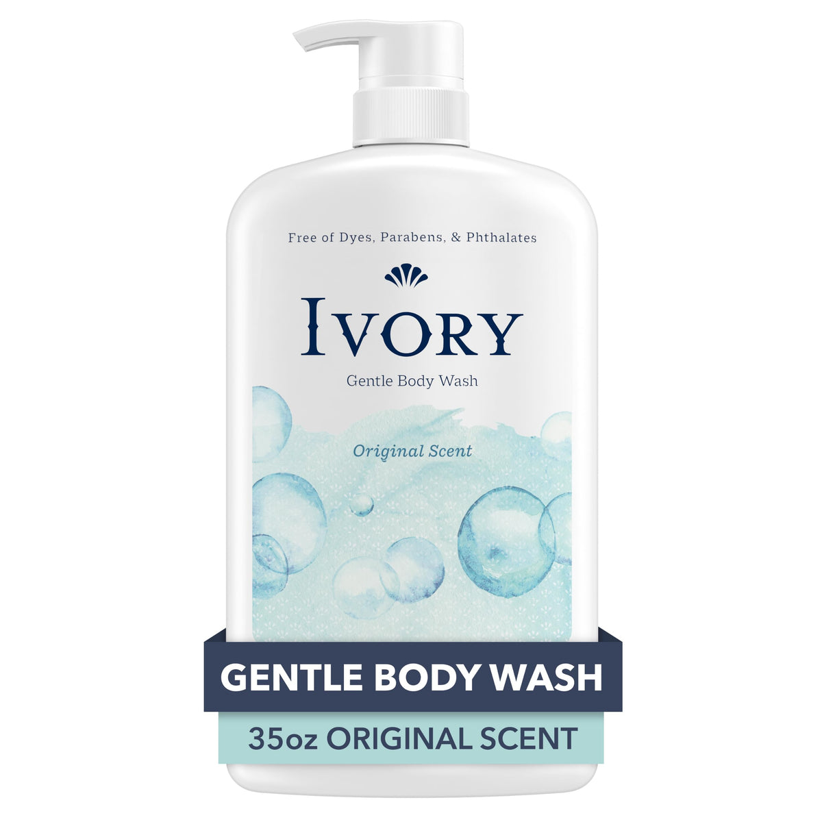 Ivory Gentle Body Wash, 35 Oz - Dye-Free, Paraben-Free, Original Scent, White