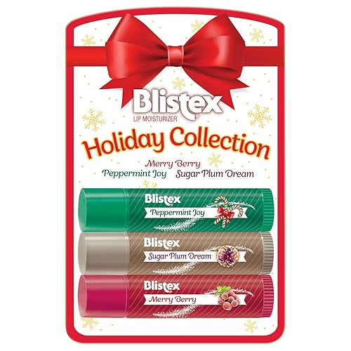 Blistex Lip Moisturizer Holiday Collection - Merry Berry, Peppermint Joy, Sugar Plum Dream 0.15 Oz