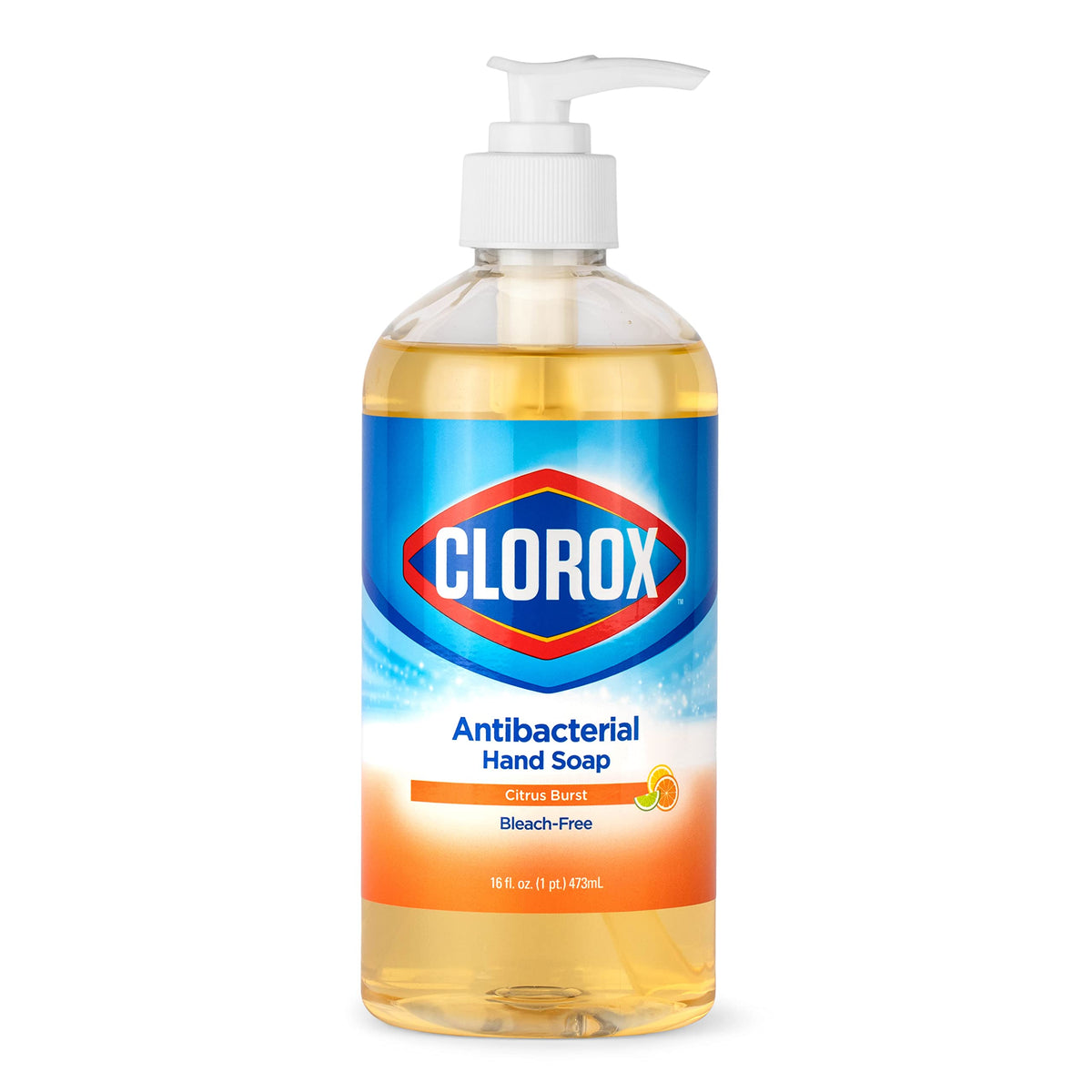 Clorox Antibacterial Liquid Hand Soap Pump, 16 Oz Citrus Burst - Kills Germs, Soft On Hands