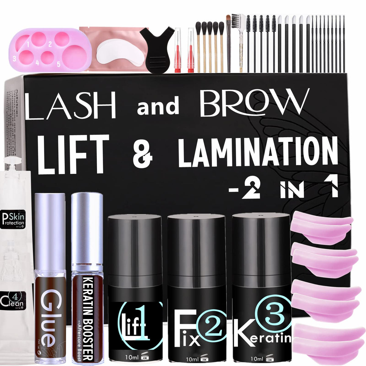 Libeauty Lash Lift Kit - Diy Eyelash Perm & Brow Lamination, 8 Piece Set, 15+ Applications