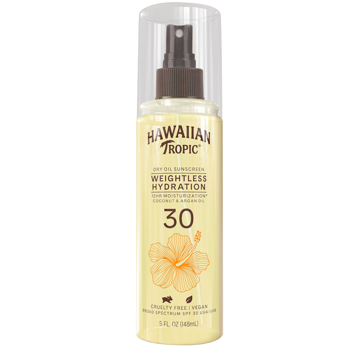 Hawaiian Tropic Weightless Hydration Dry Oil Sunscreen Mist Spf 30, 5Oz - Oxybenzone Free