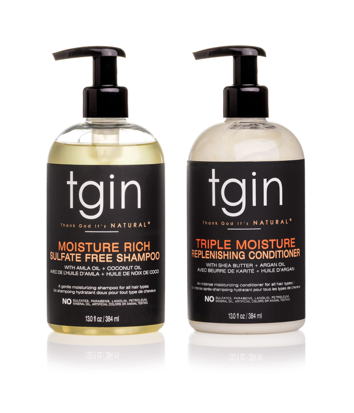 Tgin Moisturizing Shampoo & Conditioner Duo For Curly Hair, 13 Oz, Sulfate Free, Detangles