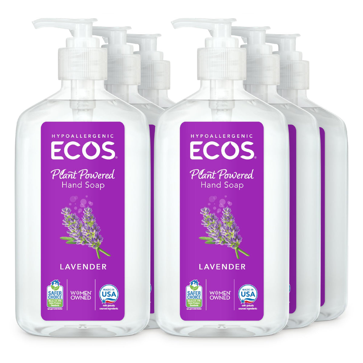 Ecos Lavender Hypoallergenic Hand Soap - All Natural Ph-Balanced - 17 Oz (6 Pack)