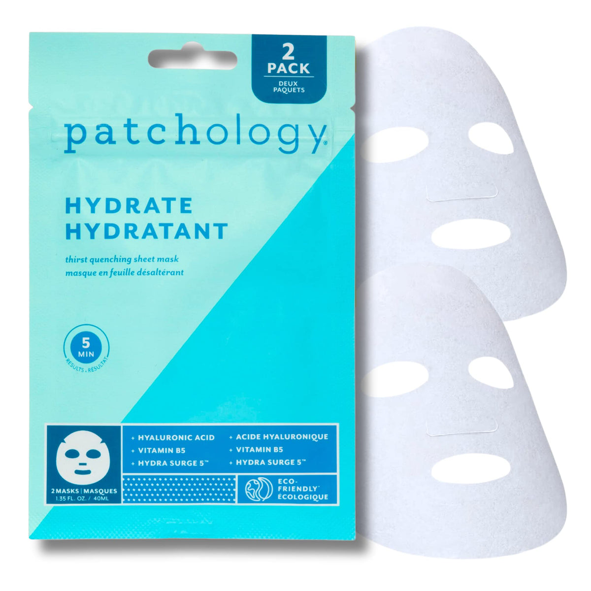 Patchology Hydrate Flashmasque - Hyaluronic Acid Sheet Mask For Quick Moisture (2 Count)