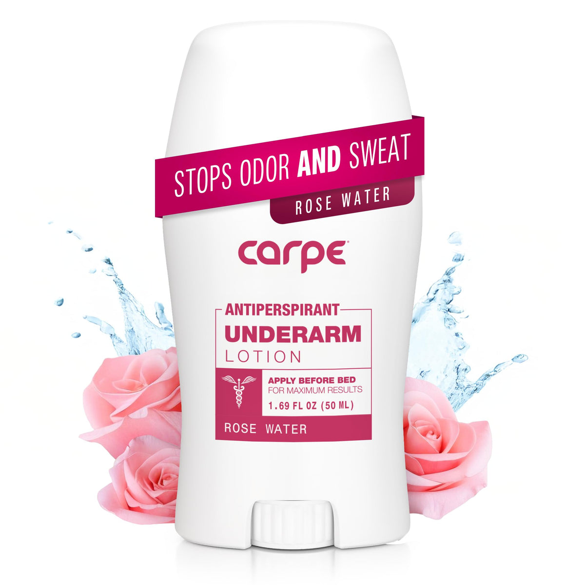 Carpe Clinical Strength Antiperspirant & Deodorant With Rose Water, 1.69 Fl Oz For Excessive Sweating