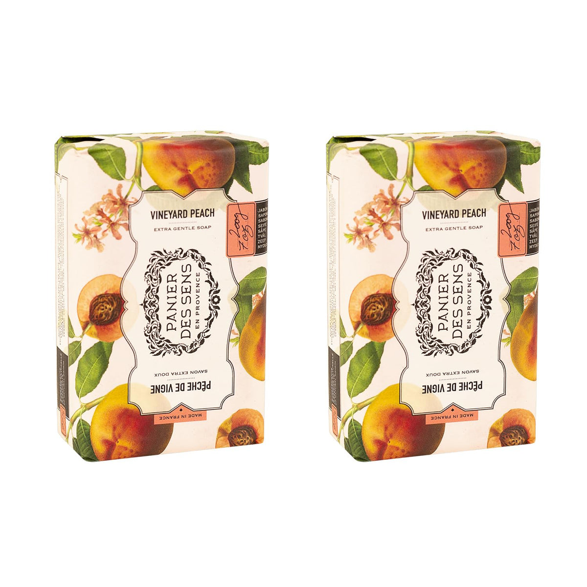 Panier Des Sens Peach Shea Butter Soap Bars - 95% Natural, 7Oz (Pack Of 2), Made In France