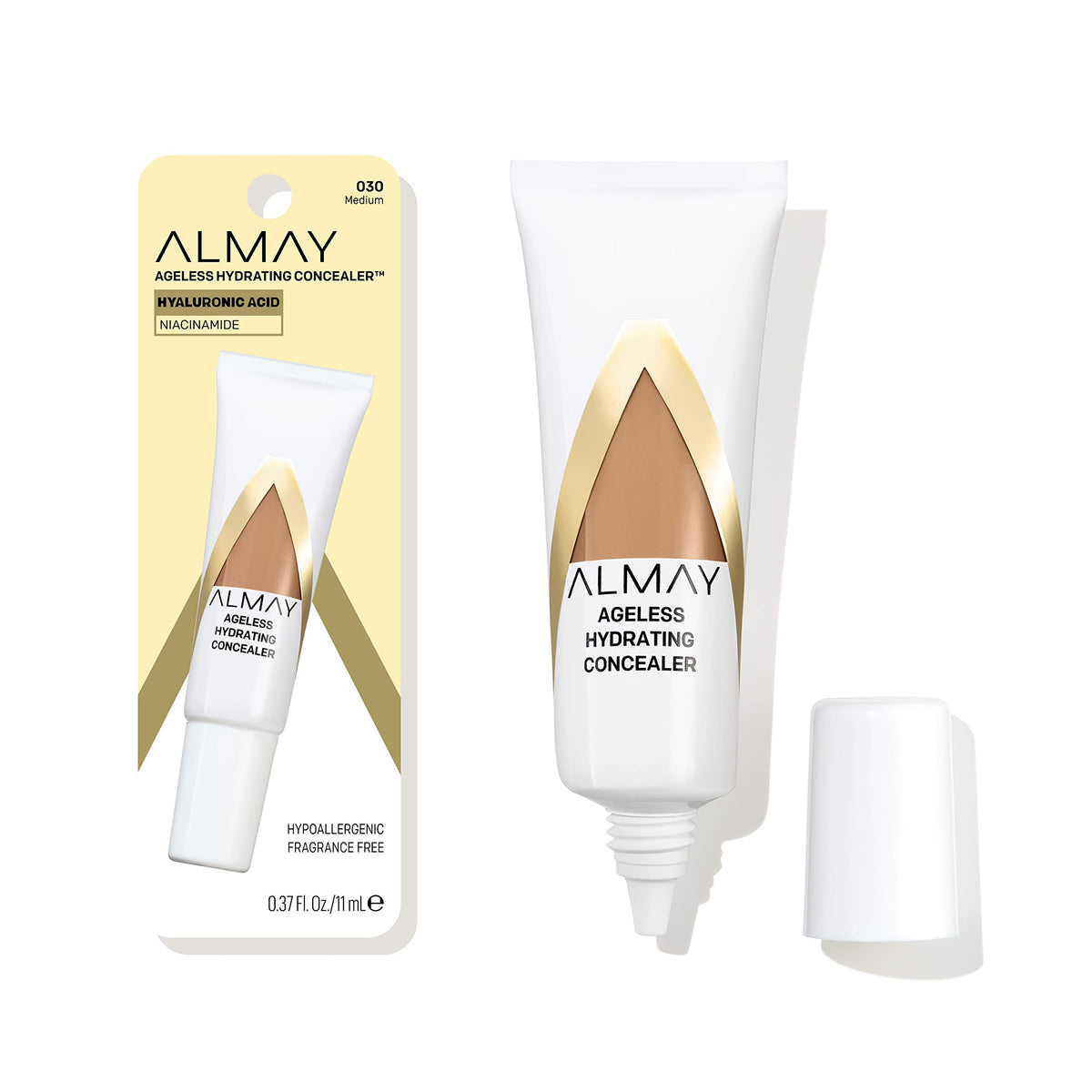 Almay Anti-Aging Concealer With Hyaluronic Acid & Niacinamide, Medium, 0.37 Fl Oz