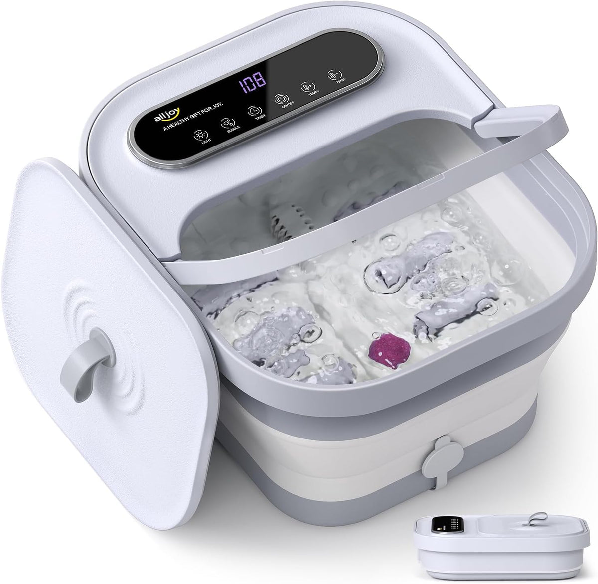 Alljoy Foot Spa Massager With Heat, Bubbles & 6 Shiatsu Rollers - Relaxing Pedicure Soaking Tub