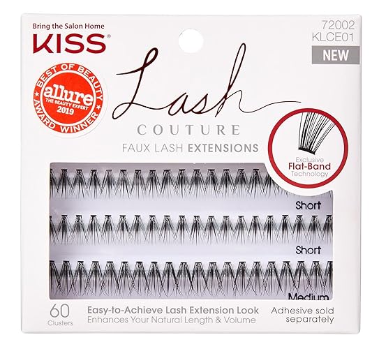 Kiss Lash Couture Faux Lash Extensions, Short/Medium, Black, Pack Of 2 - Faux Mink