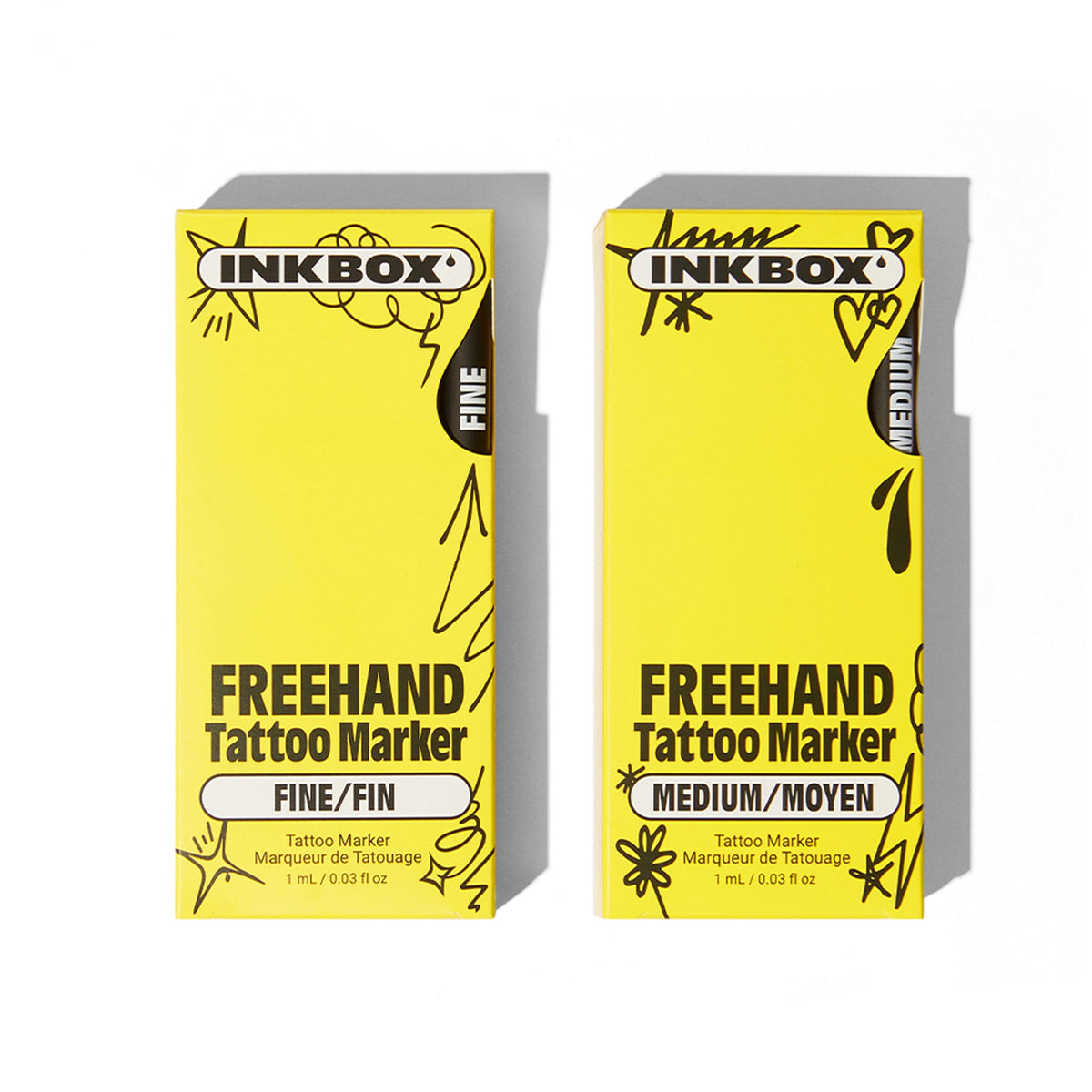 Inkbox Freehand Temporary Tattoo Pen Kit - Water Resistant, Long-Lasting, 2Pk Medium & Fine Tips