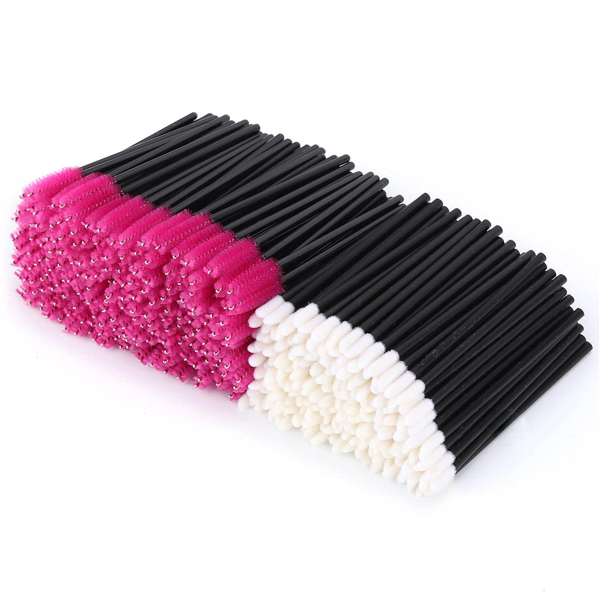 Tbestmax 400 Pcs Disposable Mascara Wands & Lip Brushes for Eyelash Extensions, Black/Hotpink