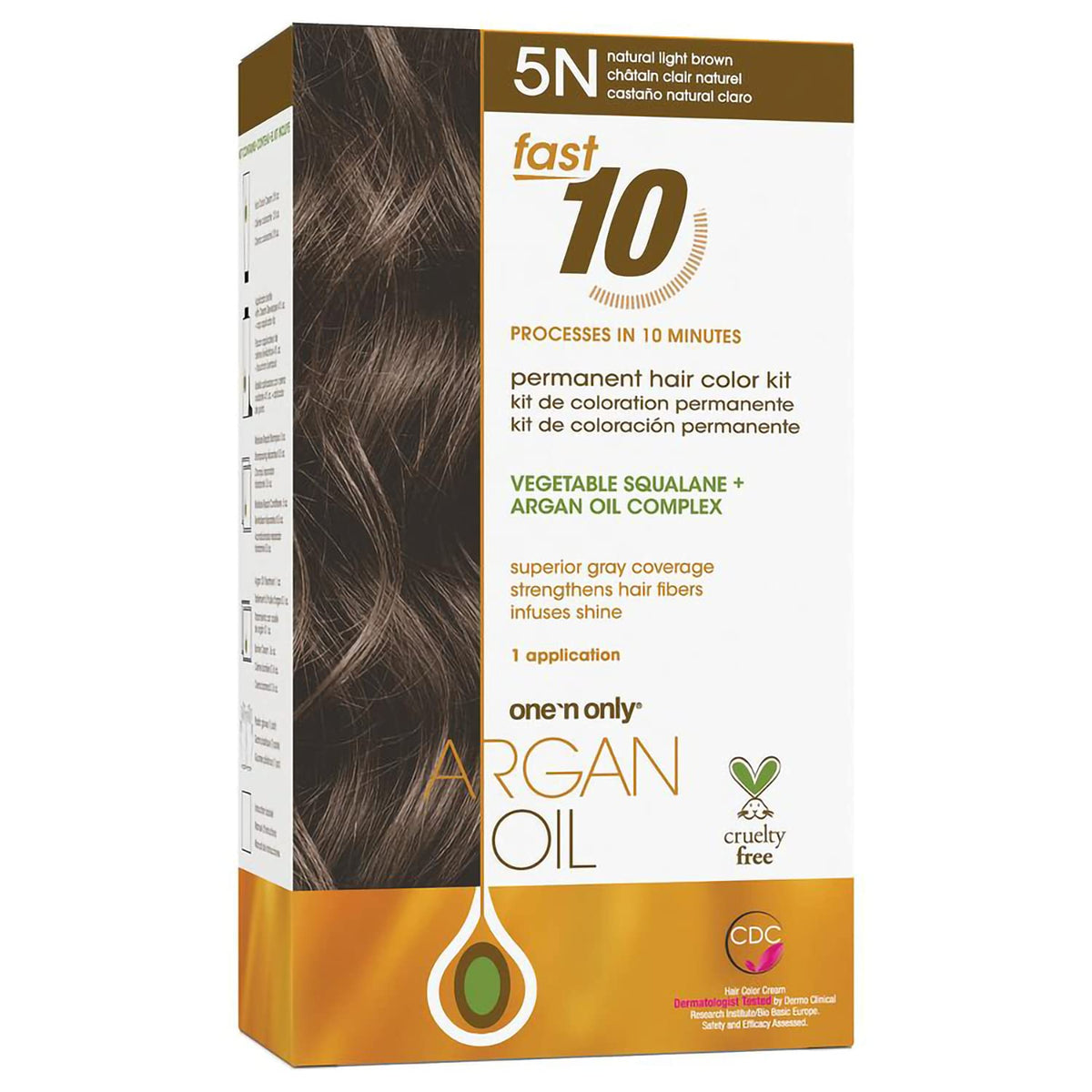 One n Only Argan Oil Fast 10 Permanent Hair Color Kit  5N Natural Light Brown Hair Color Unisex 1 Pc