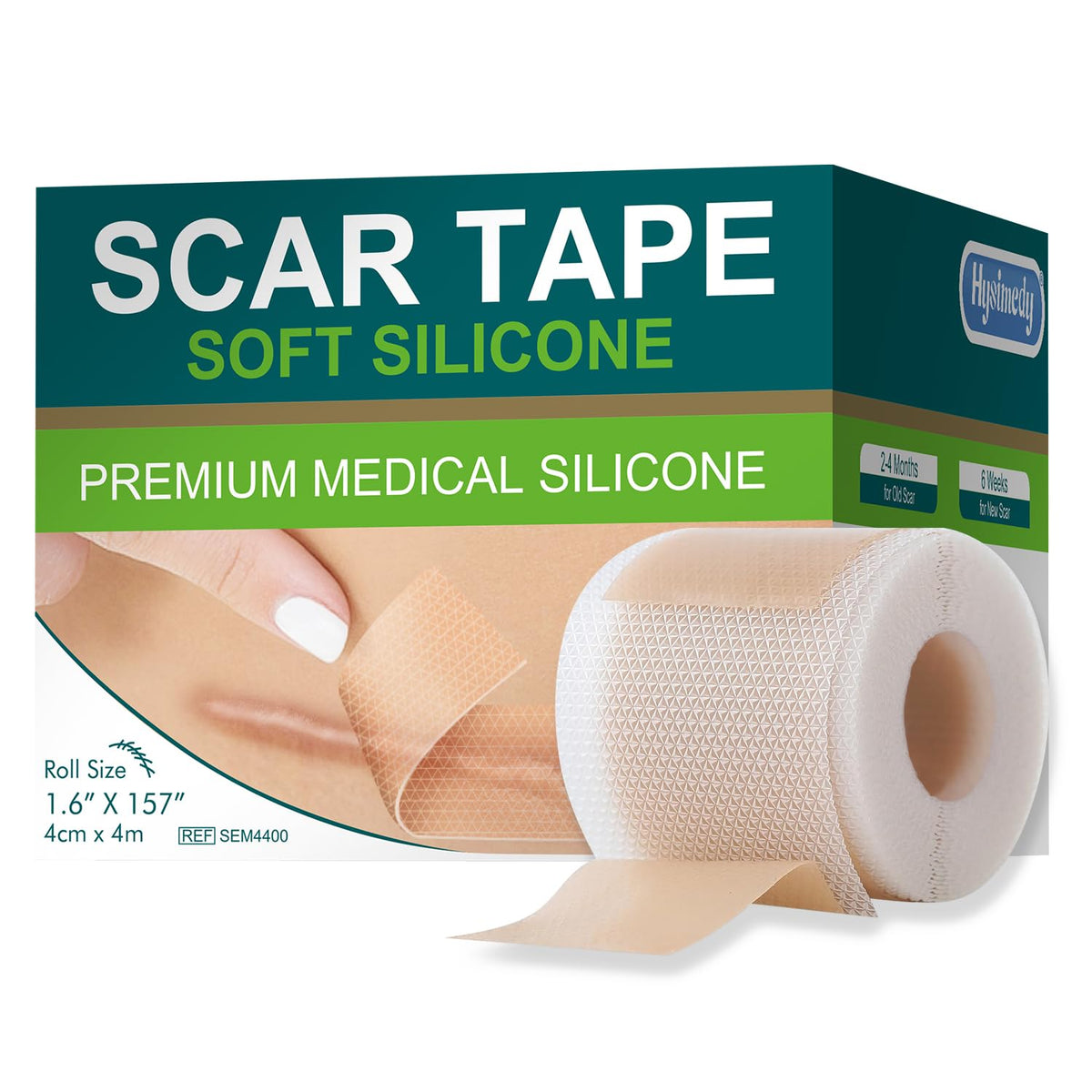 Hysimedy Medical Grade Silicone Scar Tape - 1.6&quot; X 157&quot; For Scars, Keloids & Wr