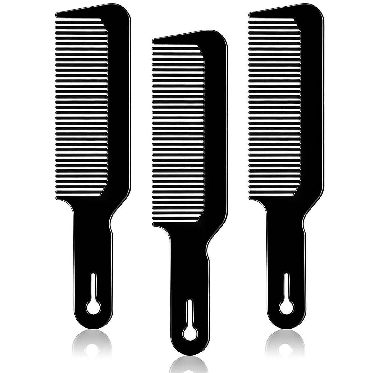 Boao 3-Pack Barber Combs for Flat Top and Clipper Cuts - Black Plastic Hair Cutting Tools