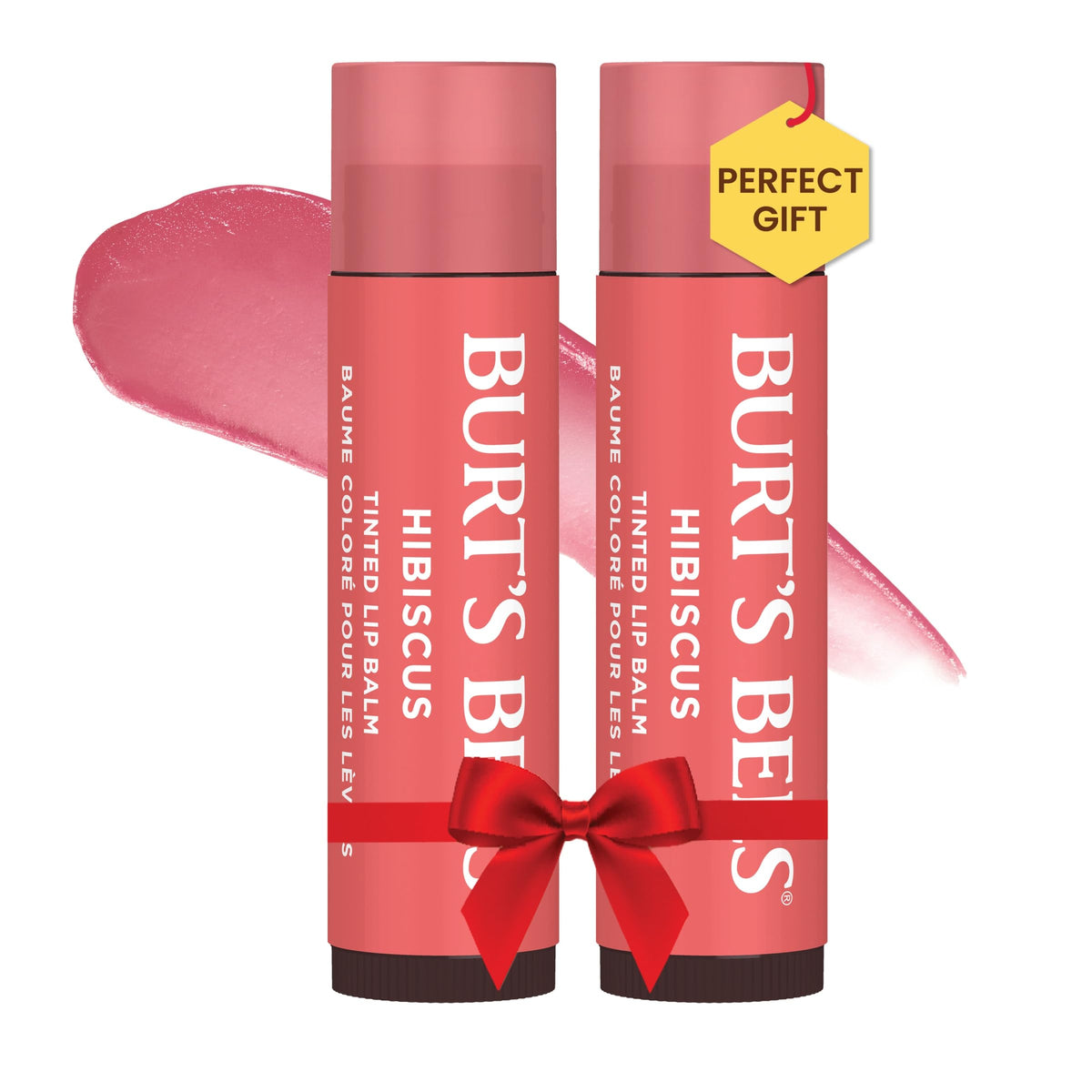 Burt'S Bees Hibiscus Lip Tint Balm 2-Pack - Hydrating Tinted Balm For Natural Finish