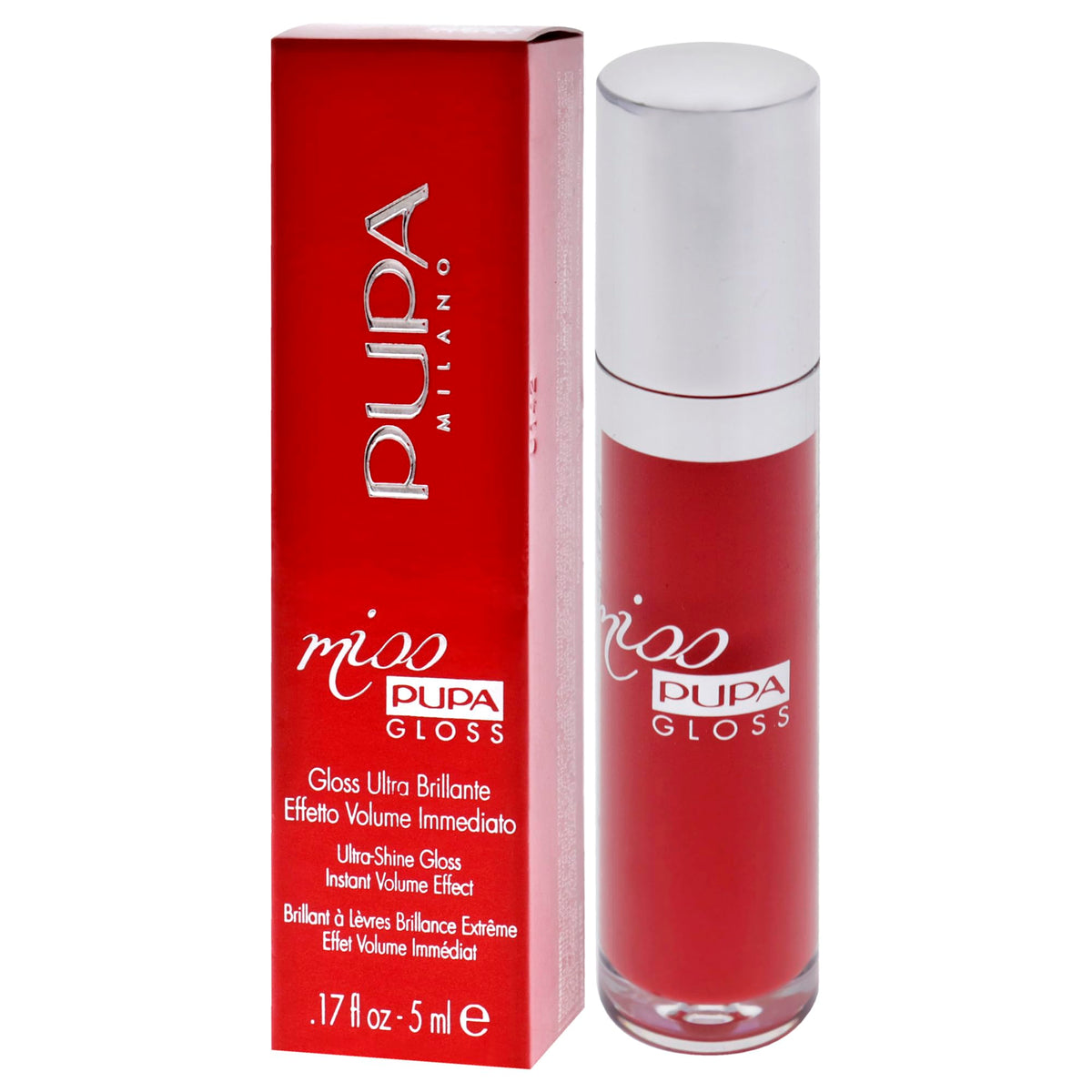 Pupa Milano Lip Gloss - Timeless Coral, Shiny & Plump, 0.17 oz Gel Texture