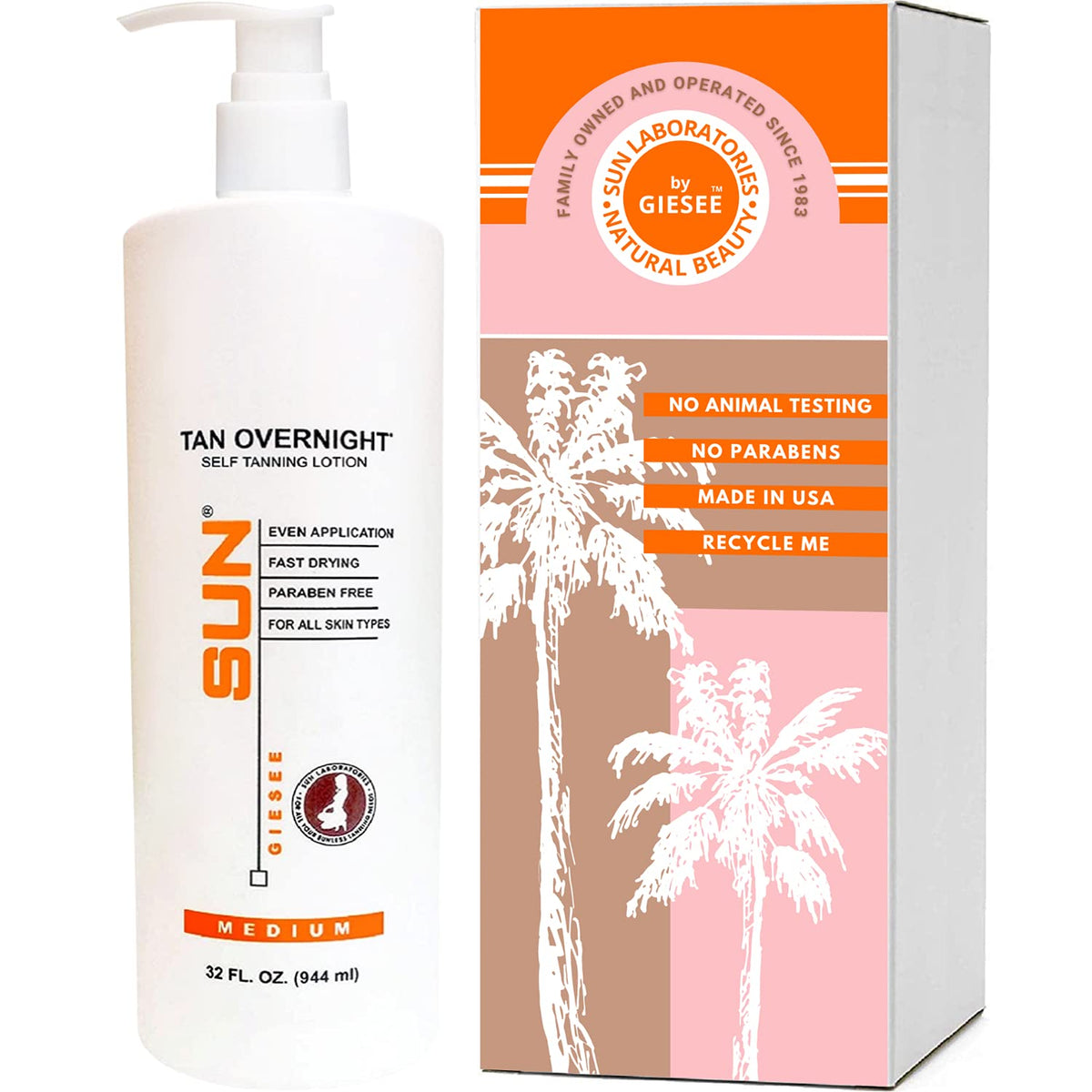 Sun Laboratories By Giesee Tan Overnight Self Tanning Lotion 32 Oz - Medium To Dark, Odorless