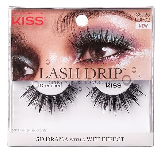 Kiss Faux Mink Kiss Lash Drip Drenched - Pack Of 6, Black, 1 Count For Stunning Lashes