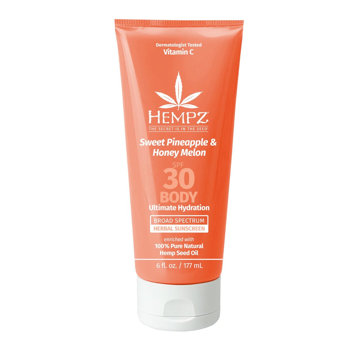 Hempz Daily Body Sunscreen Spf 30, Sweet Pineapple & Honeymelon, Vegan, 6 Oz, Reef Safe