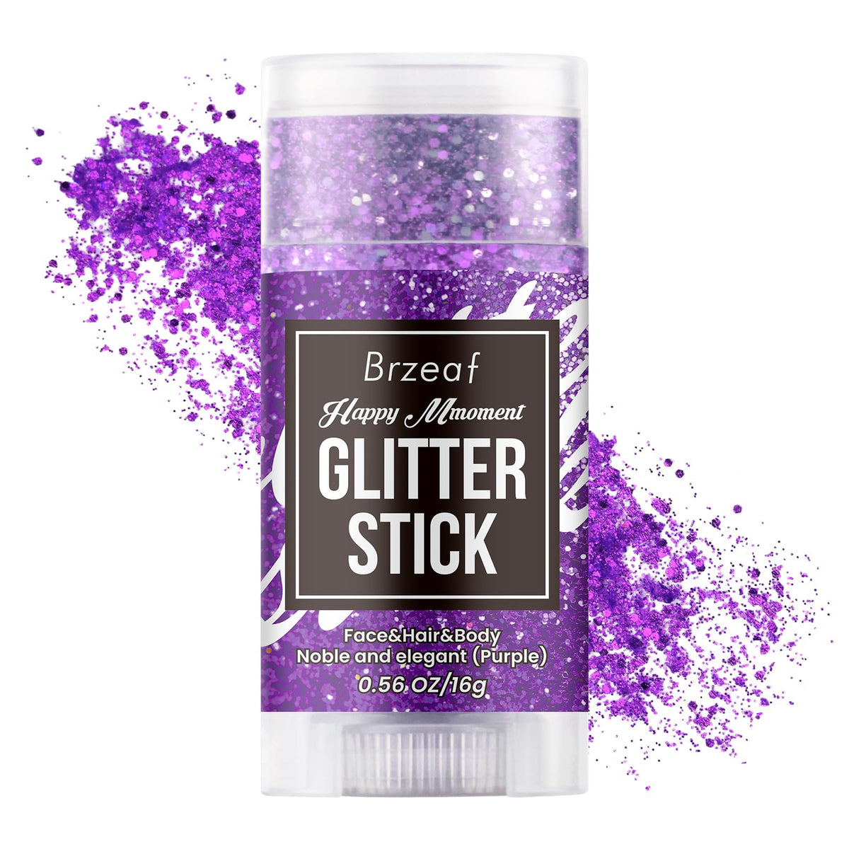 Brzeaf Waterproof Purple Glitter Stick - Long Lasting Shimmery Makeup For Face, Body, Hair, Eyes