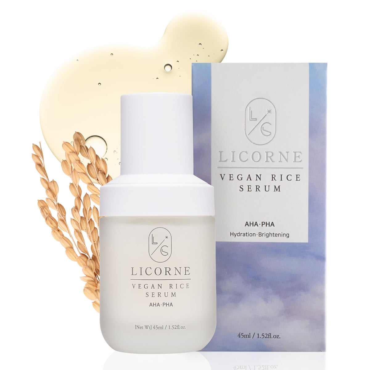 Licorne Vegan Rice Serum 1.52Oz - Hydrating Korean Skincare For Radiant Skin