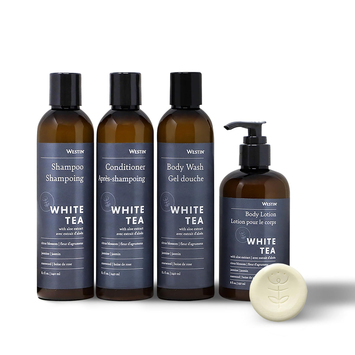 Westin White Tea Aloe Bath & Body Set - Shampoo, Conditioner, Body Wash, Lotion & Soap Bars