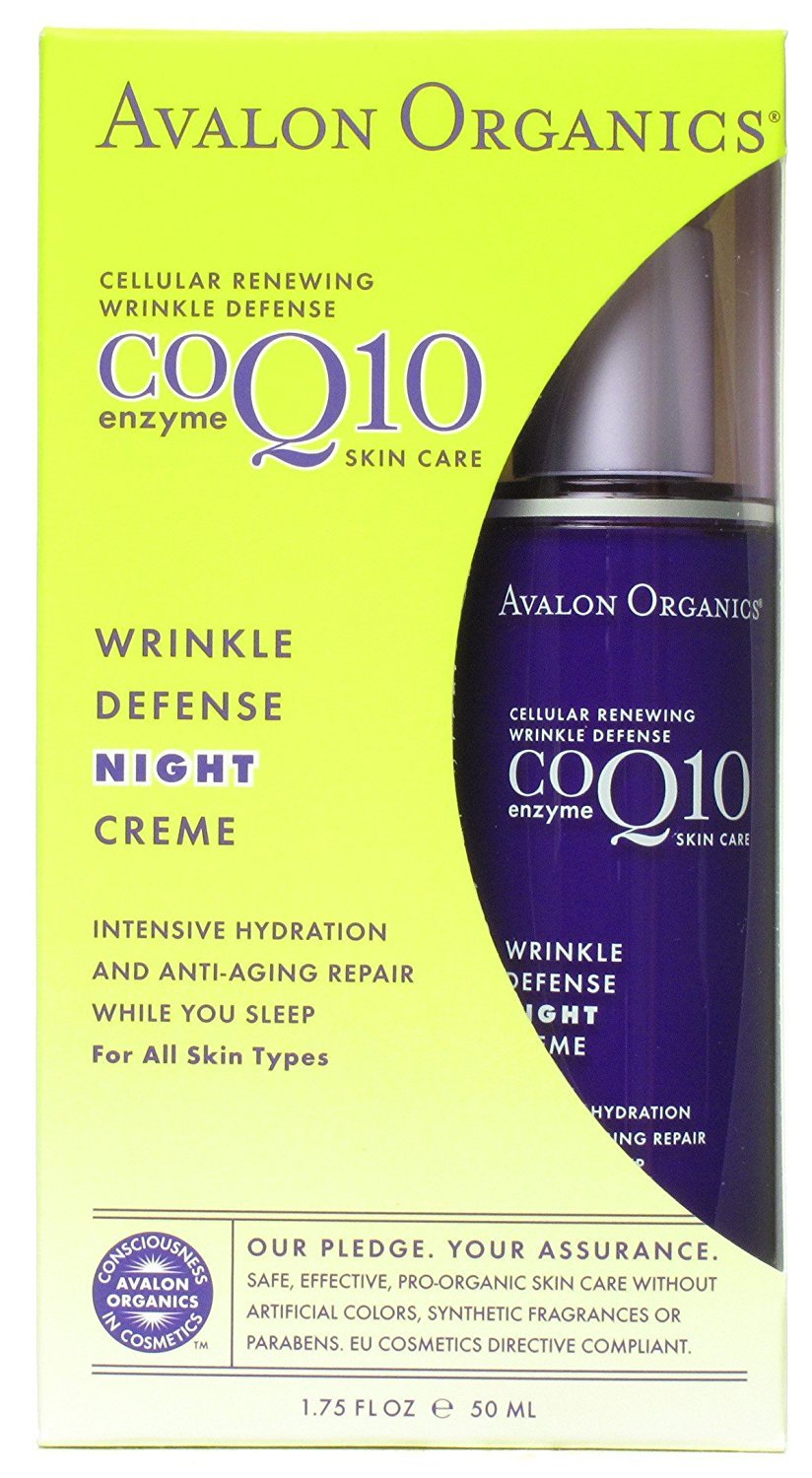 Avalon Organics Coq10 Wrinkle Defense Night Crème, 1.75 Oz, Anti-Aging, Pack Of 6