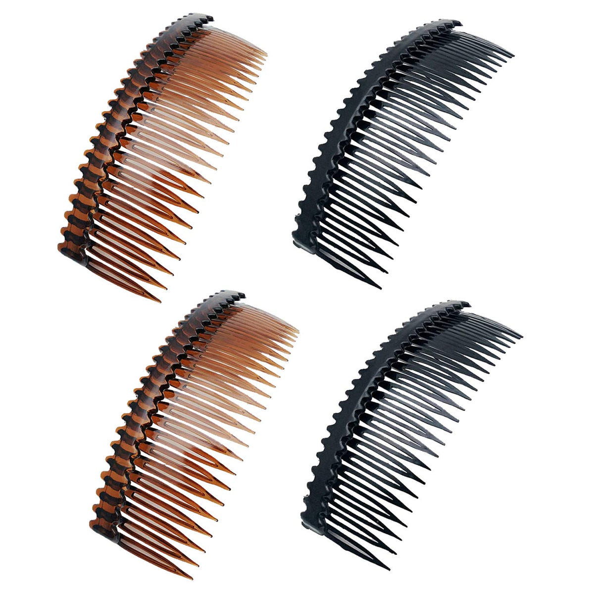 Lasenersm 4-Pack 24 Teeth Hair Side Combs, Plastic Hair Clips for Women & Girls, Brown