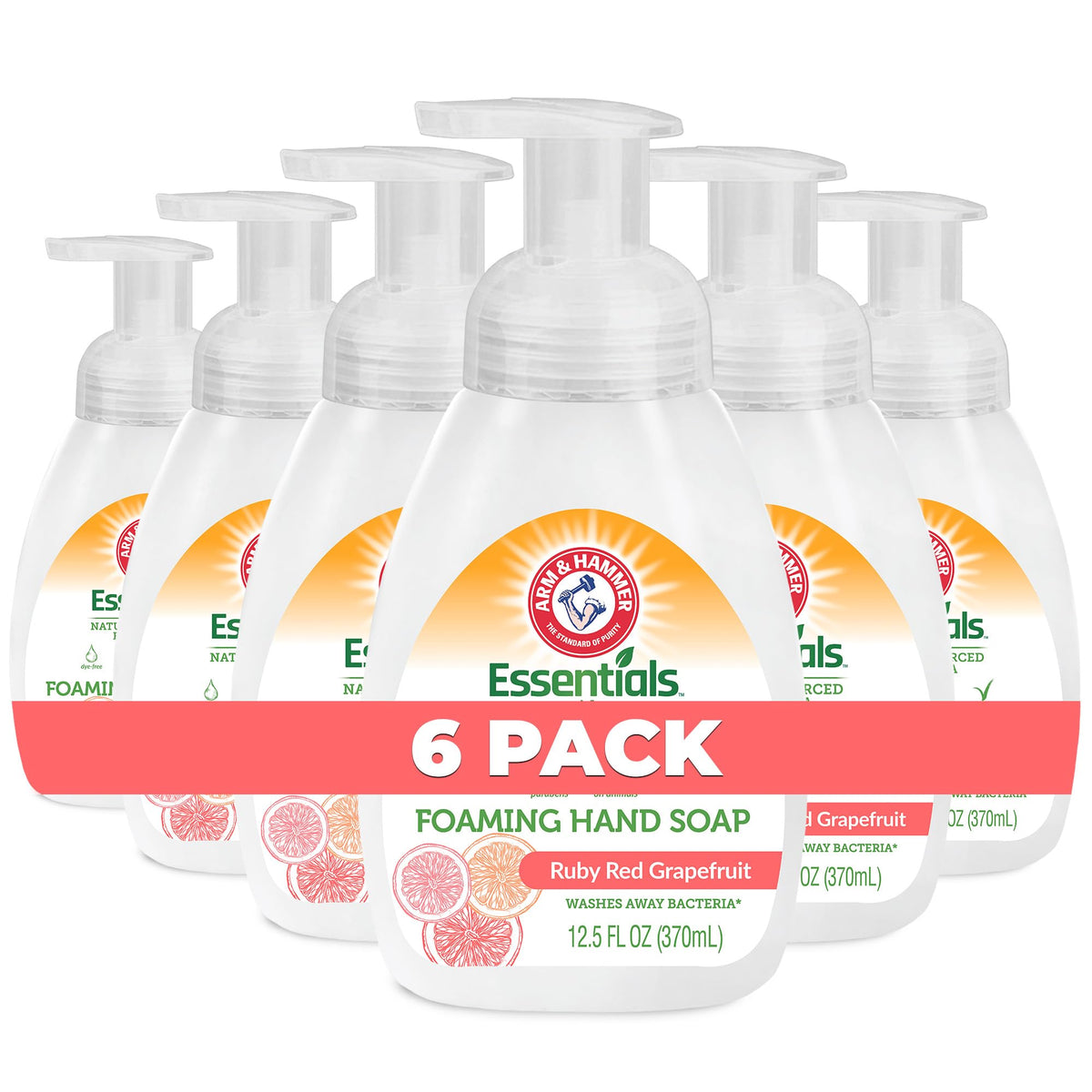 Arm & Hammer Foaming Hand Soap, Ruby Red Grapefruit, 6 Pack, 12.5 Fl Oz, Aloe Vera