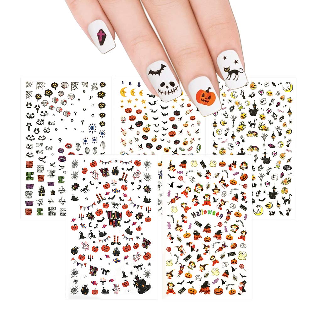 Winstonia Halloween Nail Stickers - 650+ Vinyl Decals, Creepy Pumpkin, Cats, Witches & Bats