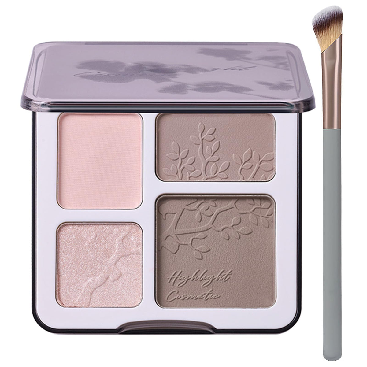 Lilyloria Face Highlighter Palette - Long-Lasting Shimmer For Warm Fair Skin With Mirror