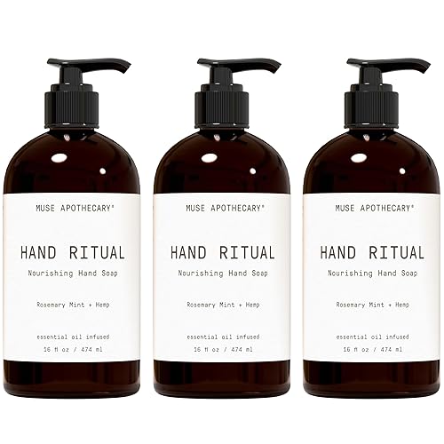 Muse Apothecary Hand Ritual Soap - Aromatic Rosemary Mint + Hemp, 16 Oz, 3 Pack - Usda Certified