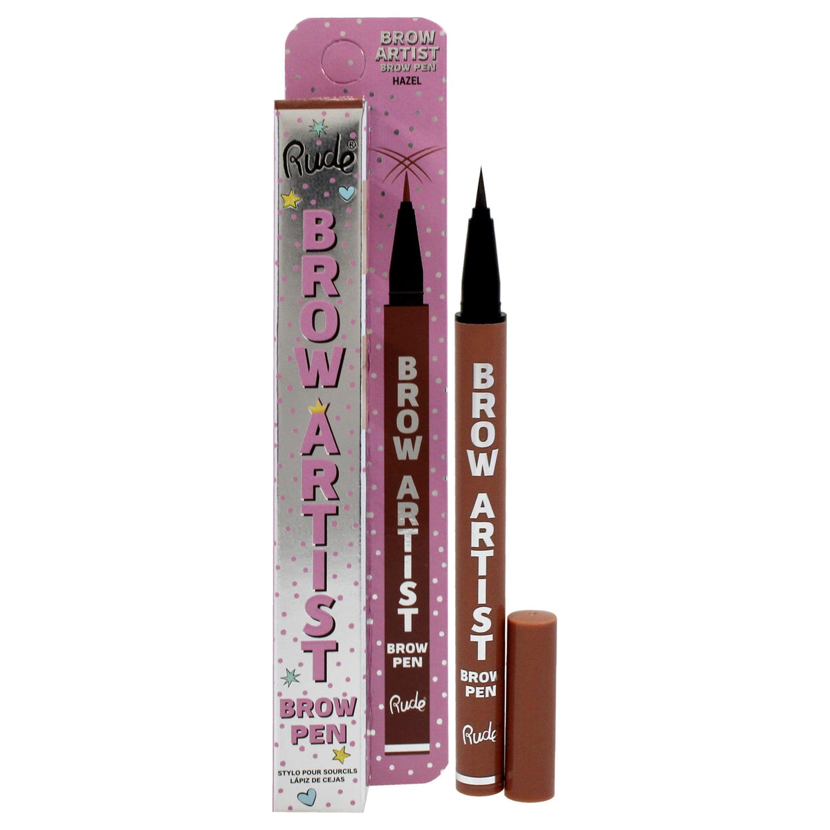 Rude Cosmetics Brow Artist Pen - Hazel - 0.018 Oz - Perfect For Defined Brows