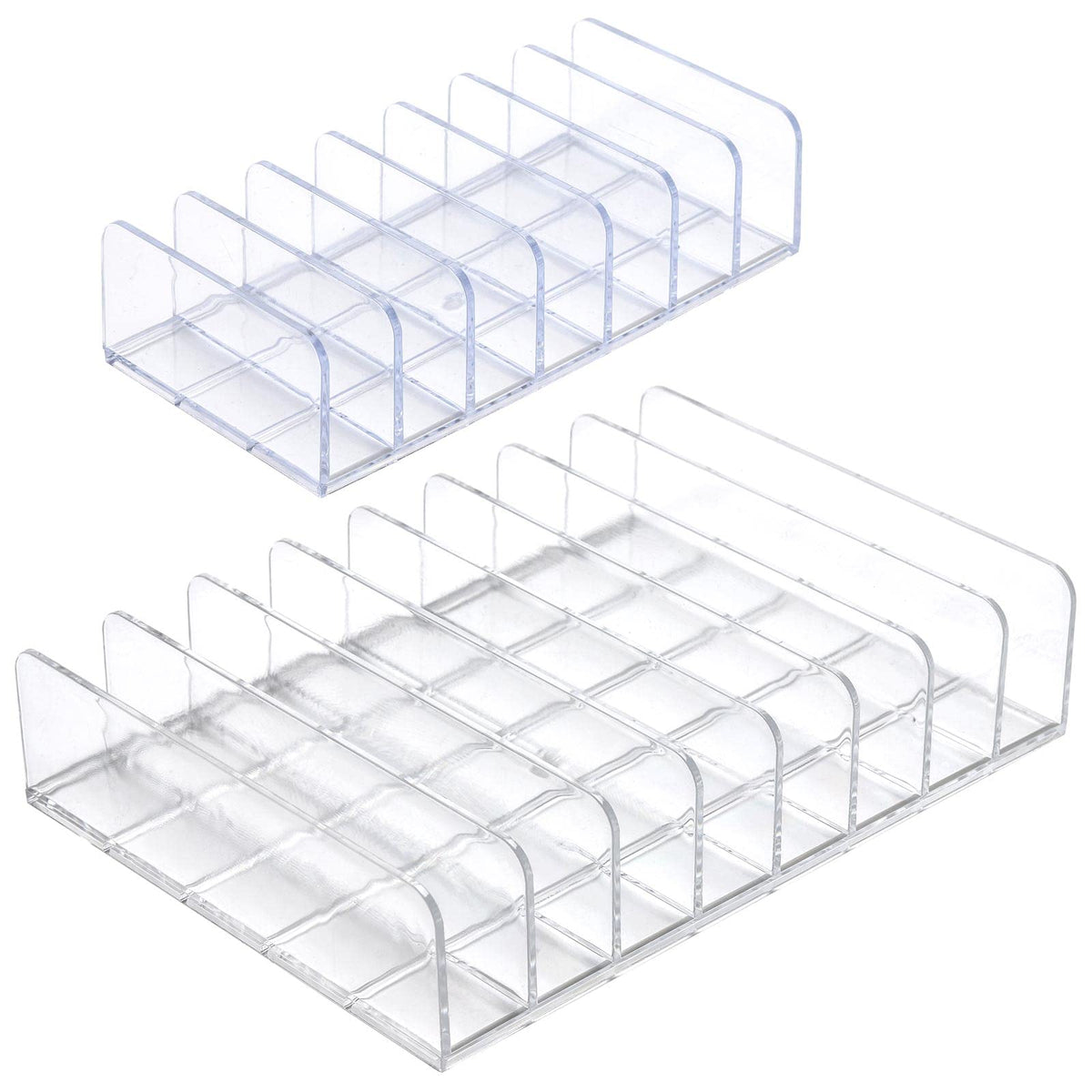 Tecbeauty Clear Makeup Palette Organizer - 2pcs 15 Slot Cosmetic Storage Tray