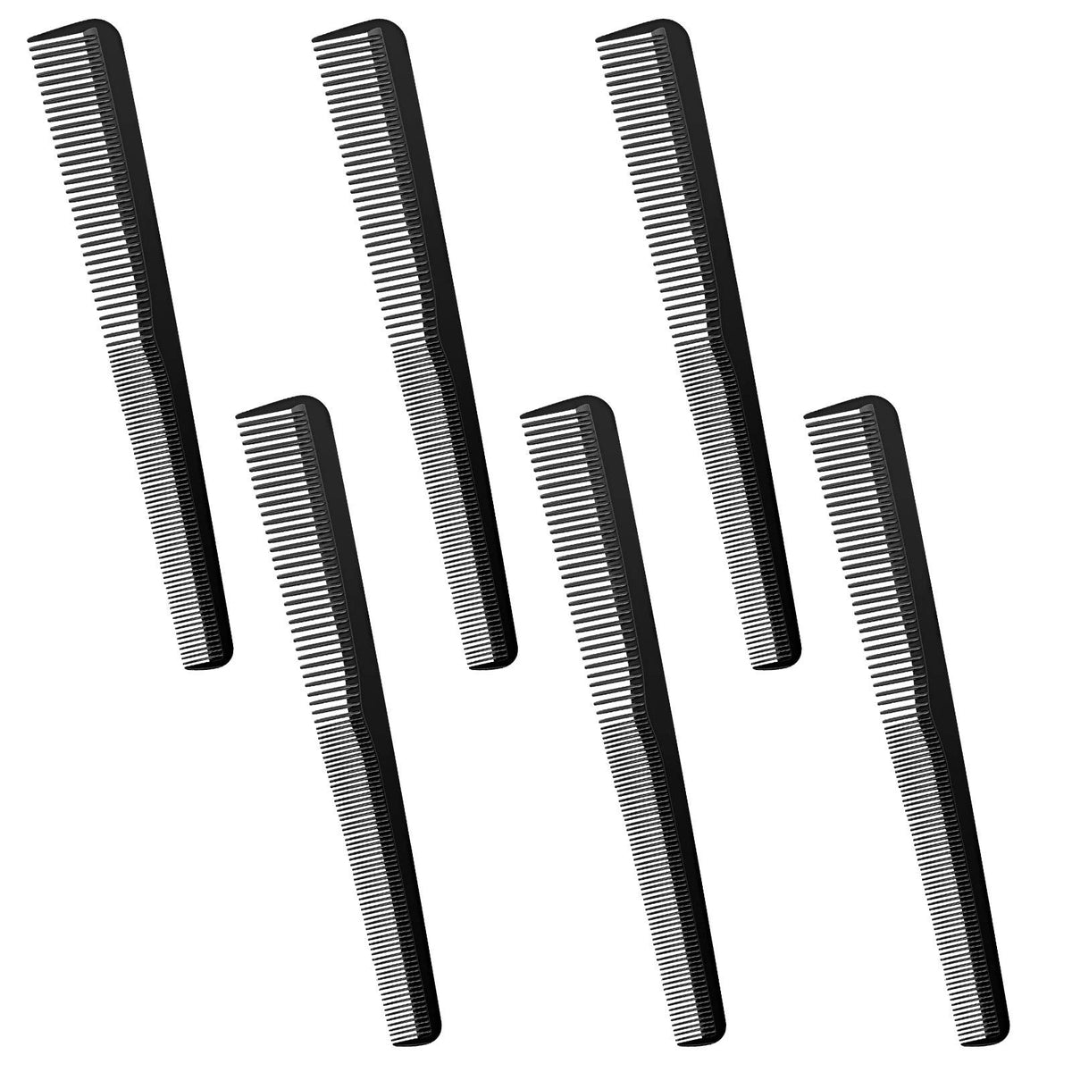 Boao Carbon Fiber Tapered Comb Set - 6 Pieces Heat Resistant Hairdressing Tools For Men & Women