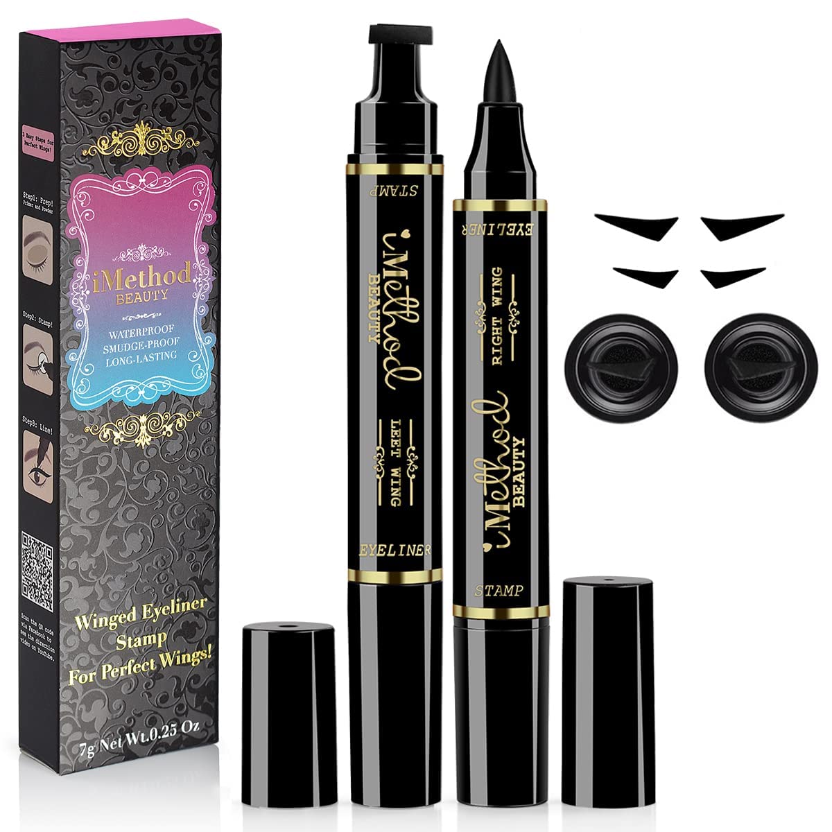 Imethod Winged Eyeliner Stamp - 2 Waterproof Black Pens For Perfect Cat Eye Looks