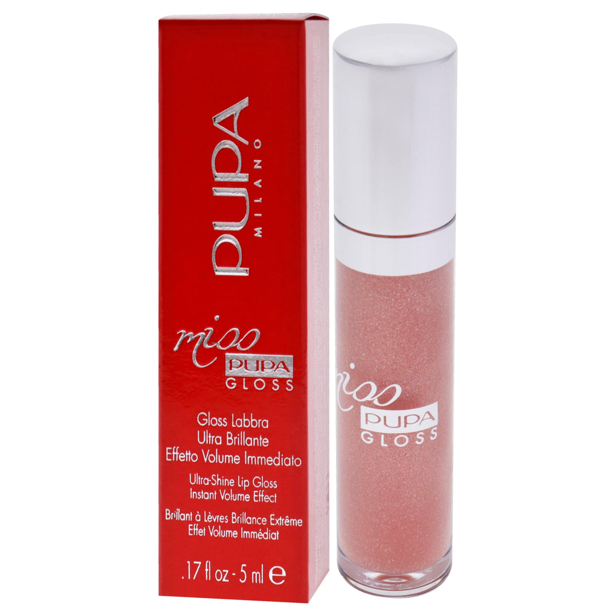 Pupa Milano Miss Milano Lip Gloss - Shiny, Plump, Moisturizing - 0.17 OZ, Sexy Skin